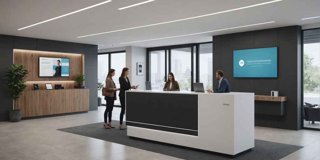 AI receptionist in a modern office