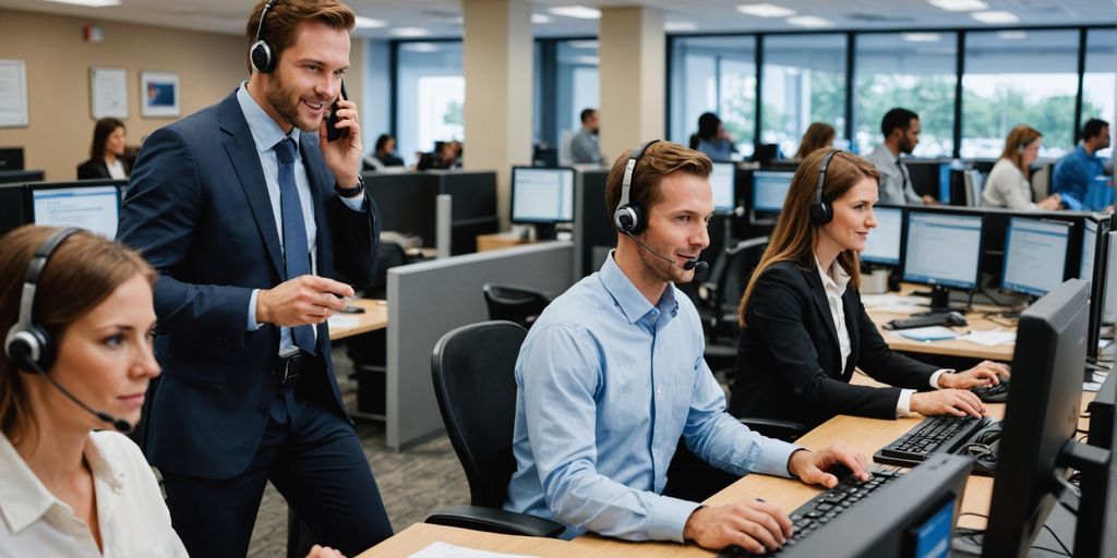 Customer service agents assisting customers