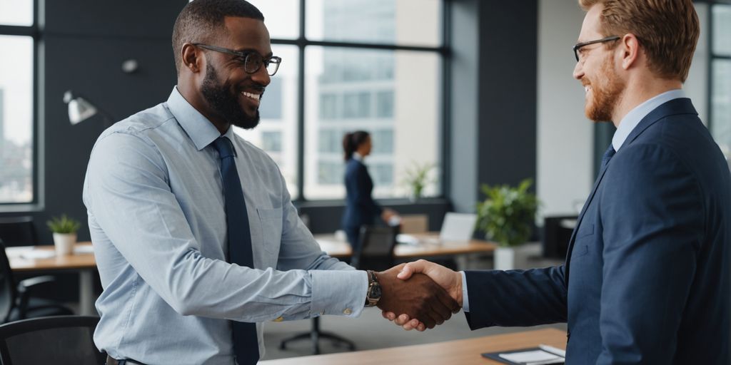 Business professional shaking hands with a client