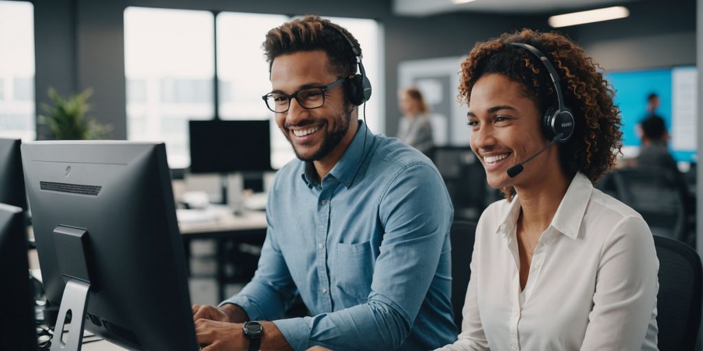 Customer support agent helping reseller with technology