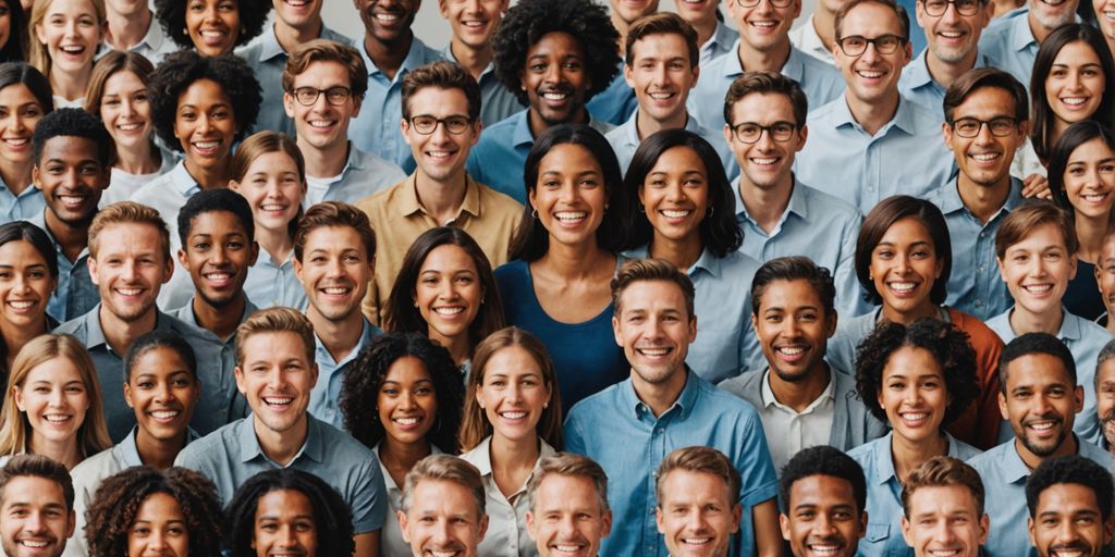 Diverse group showing varied emotions.