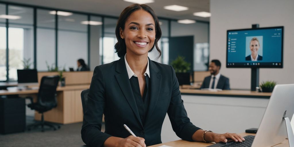 Receptionist using AI for client recognition