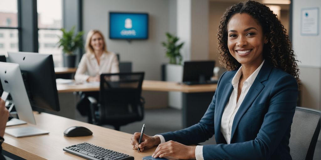 AI receptionist greeting diverse clients