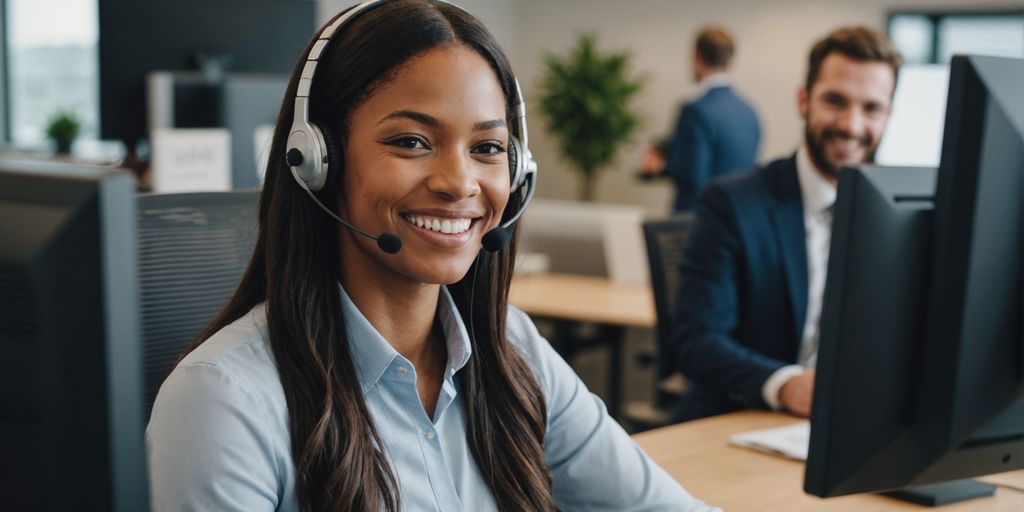 Customer service rep using AI for support