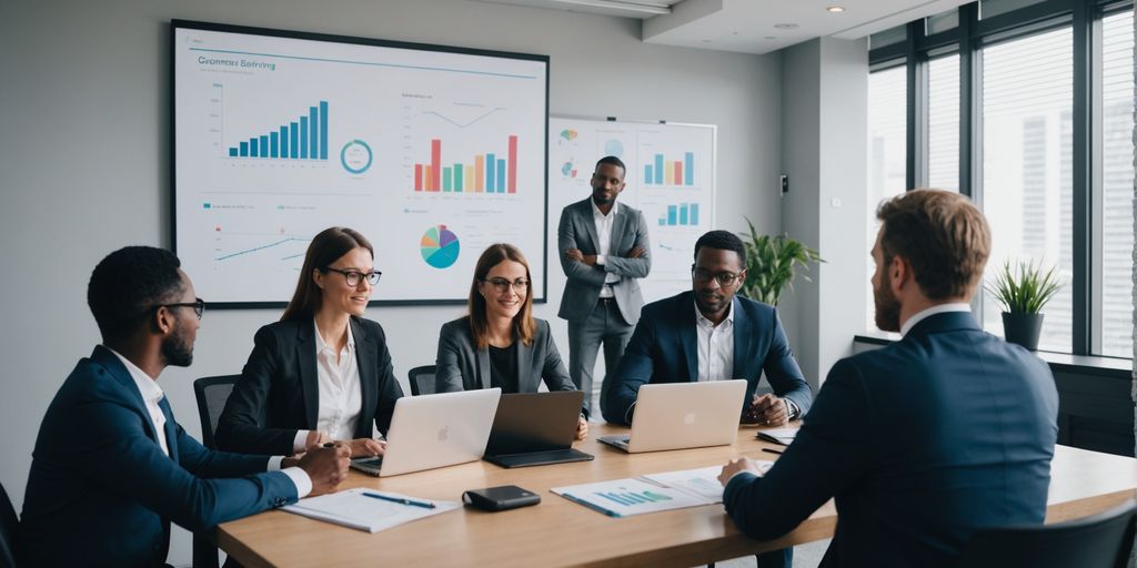 Business meeting on AI customer service automation