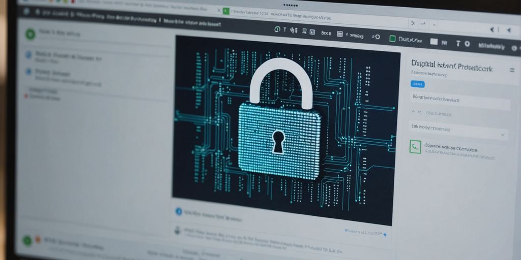 Digital lock icon on computer screen