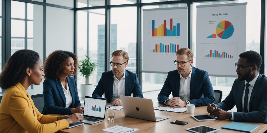 Business meeting discussing AI solutions