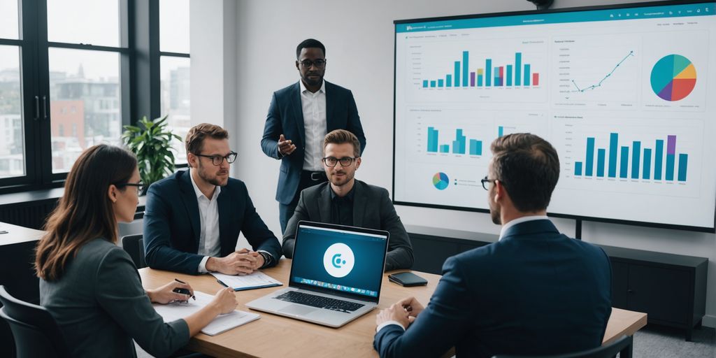 Diverse team discussing AI solutions in a meeting.