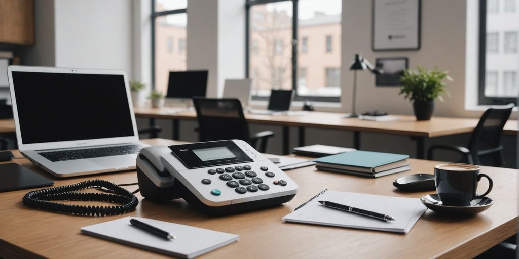 AI-powered voicemail system in a modern office setting.