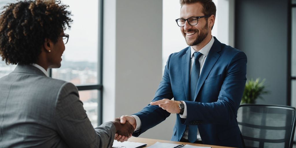 Businessperson shaking hands with a client