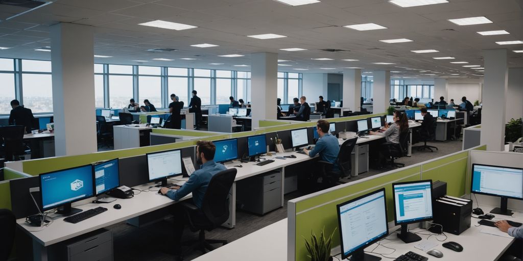 Modern office with AI technology integration