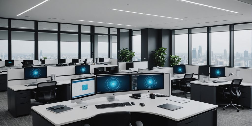 Modern office with AI-integrated phone system