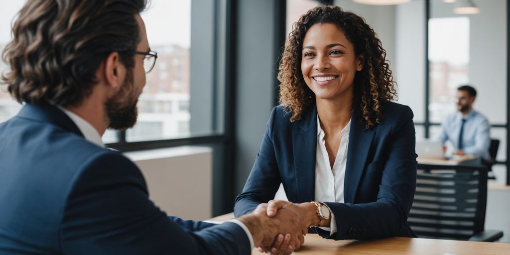 Consultant shaking hands with a client