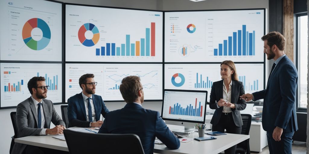 Business professionals collaborating in modern office