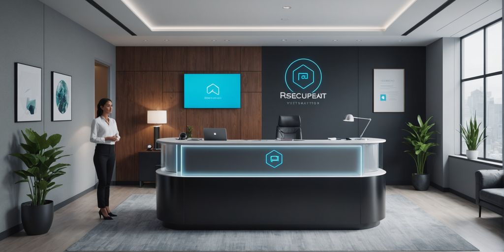 AI receptionist desk in modern office