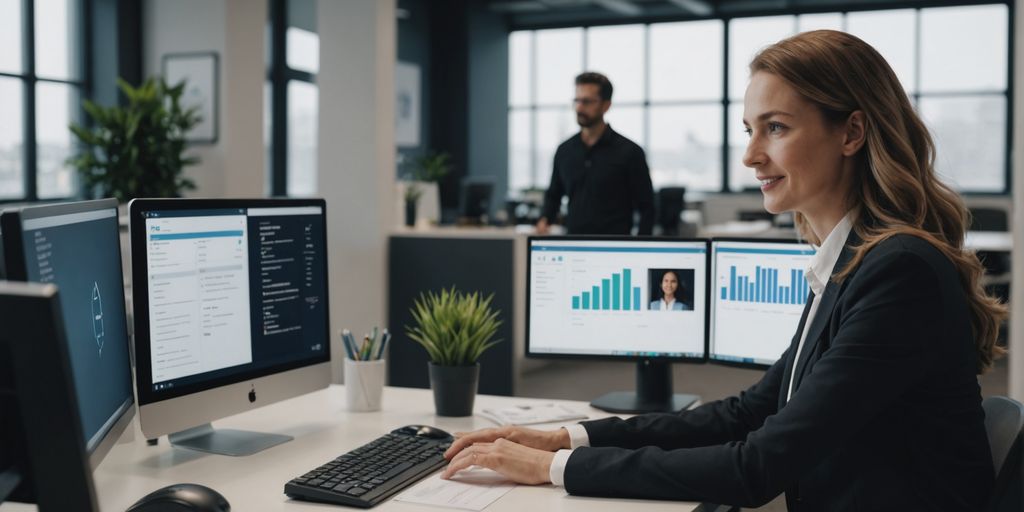 AI receptionist in a modern office