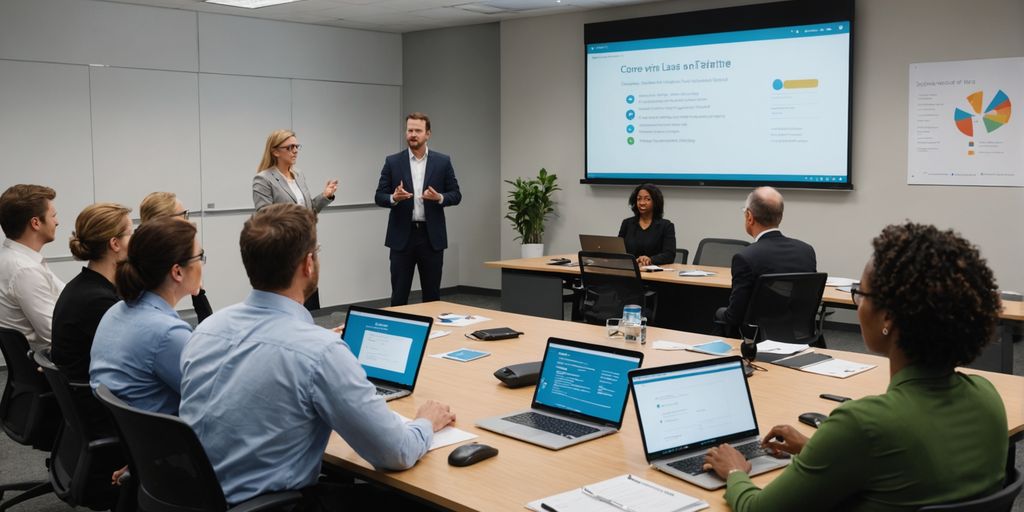 Group training session in modern office.