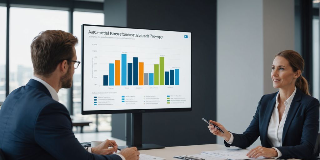 Professional showing graph to colleagues in office.