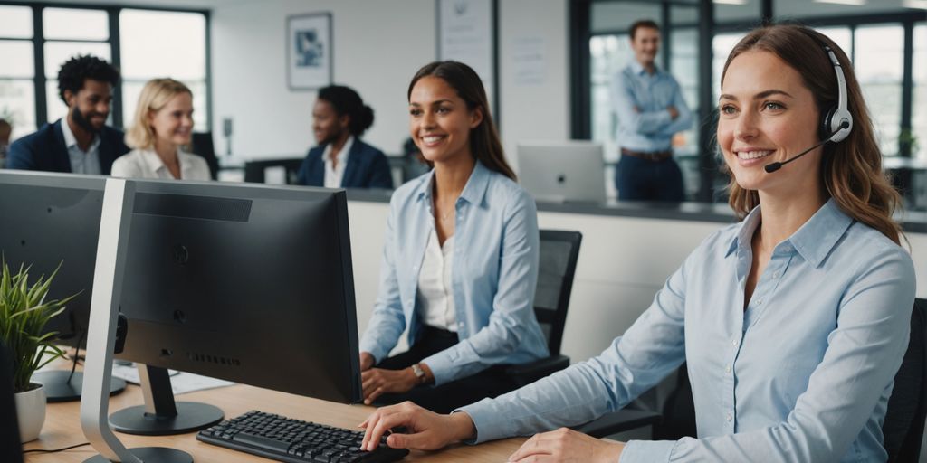 AI receptionist in a modern office setting