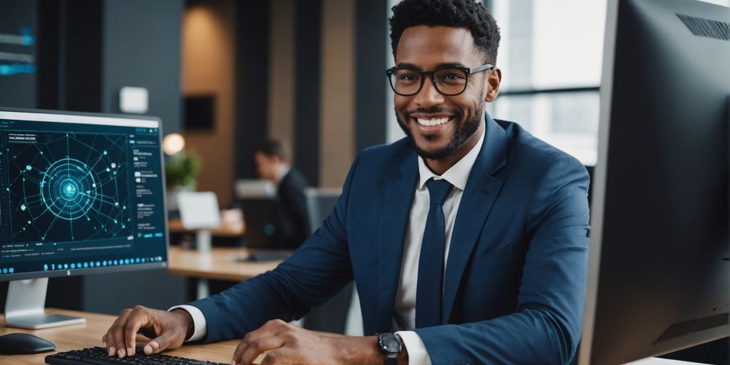 Professional using AI for business solutions