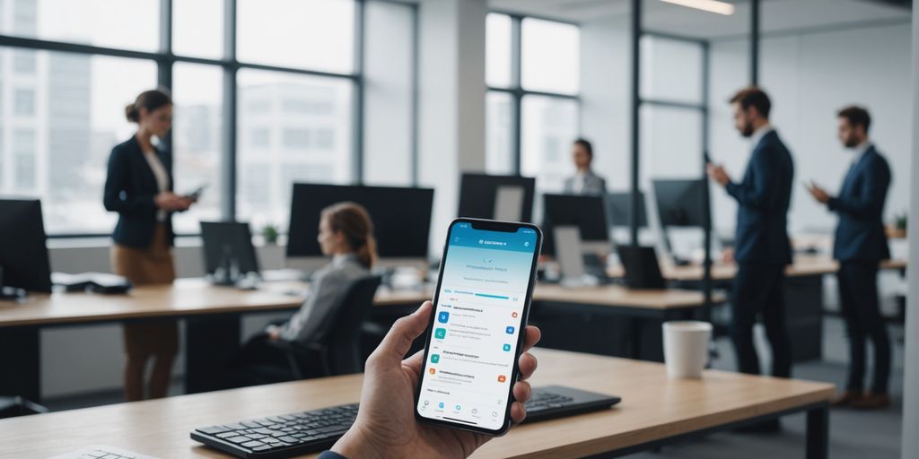 Smartphone on desk showing AI automation features.