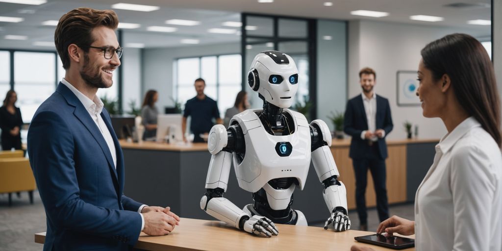 AI robot receptionist in a modern office
