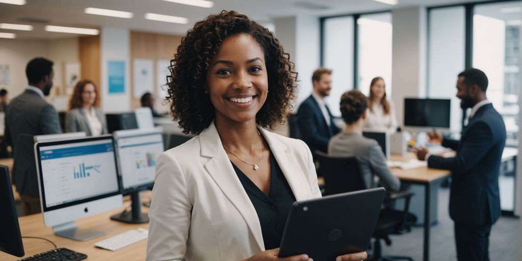 AI receptionist interacting with people