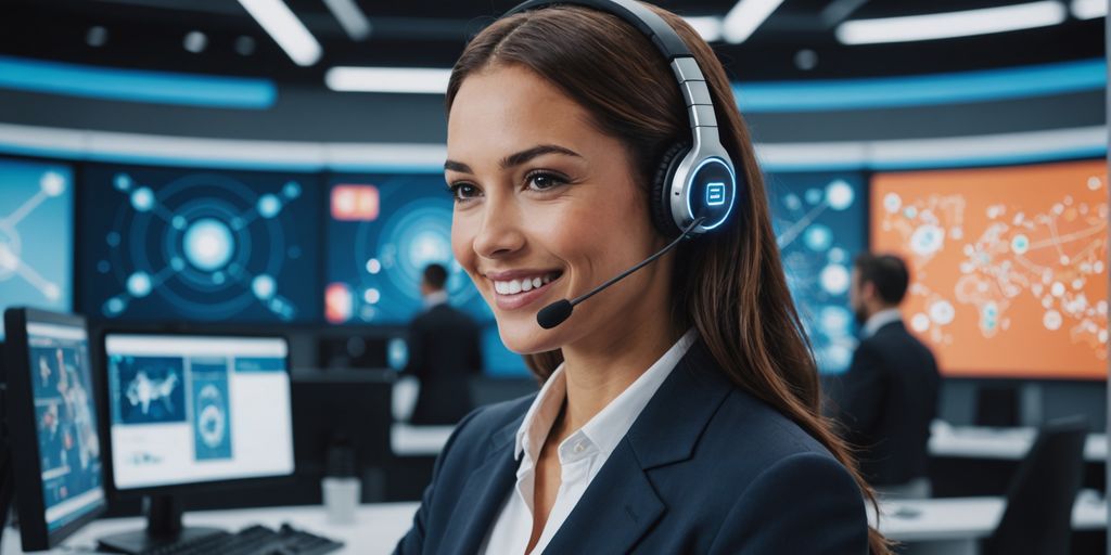 Receptionist with AI elements and digital interfaces