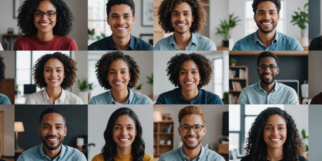 Diverse group video call, showing connection and understanding.