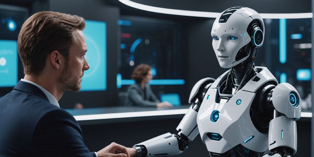 AI robot conversing with a human