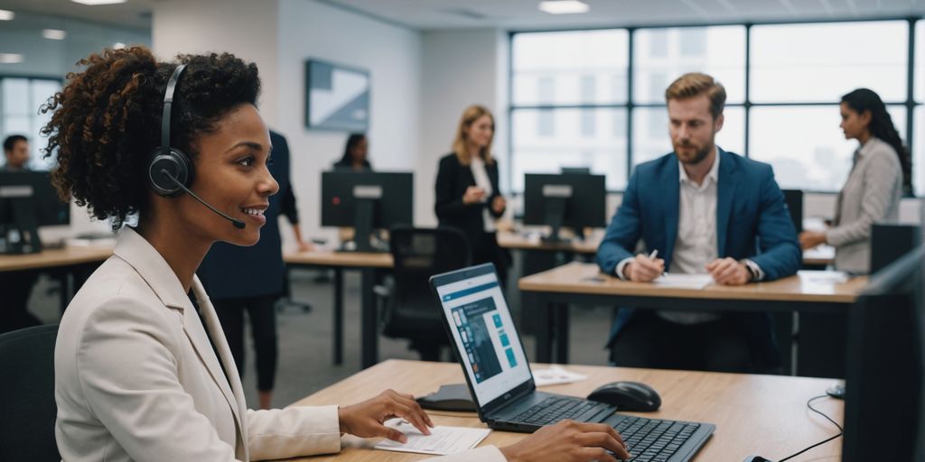 AI receptionist interacting with multiple people