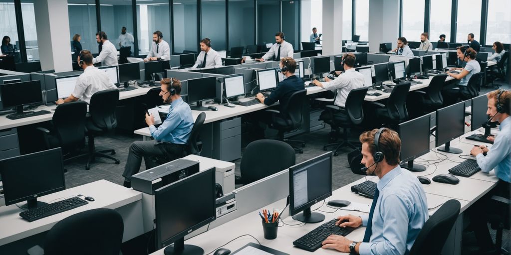 Call center agents handling multiple calls