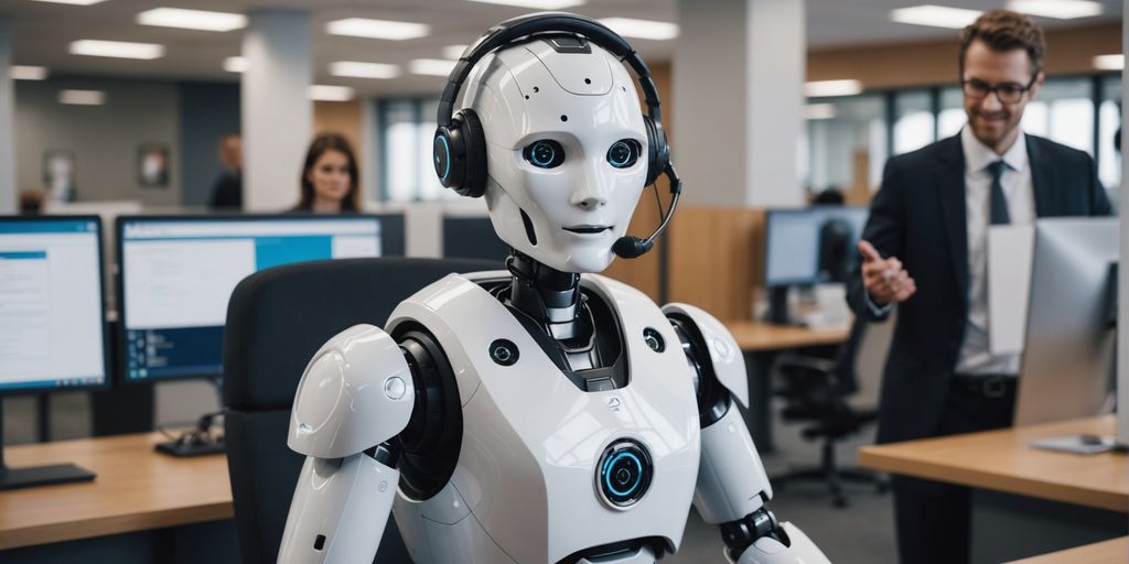 AI robot assisting customer over phone