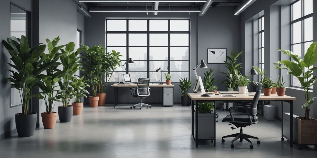 AI robot tending office plants