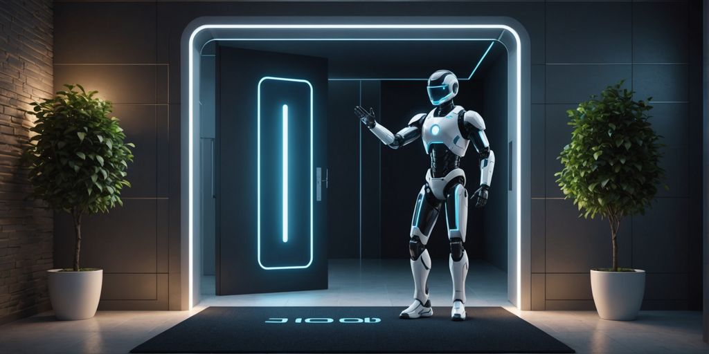 AI figure at digital doorway