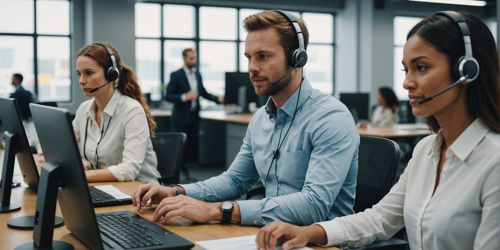 Customer service team using AI technology