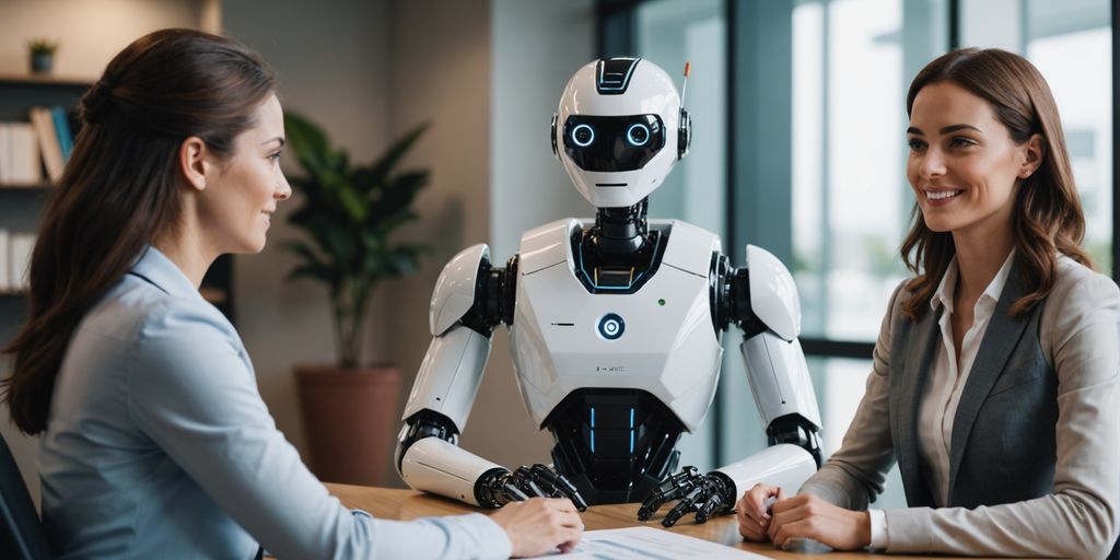 AI robot receptionist in a modern office