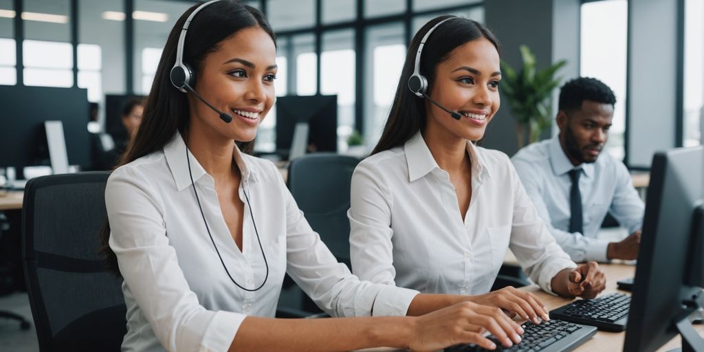 AI receptionist multitasking in modern office