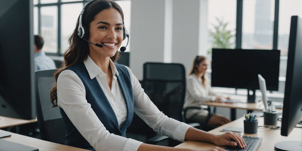 Virtual receptionist assisting a client