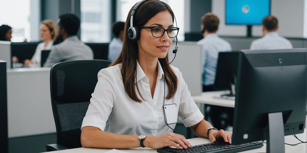 Virtual receptionist in modern office