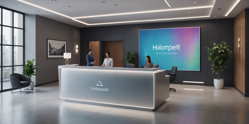 AI receptionist greeting office visitors