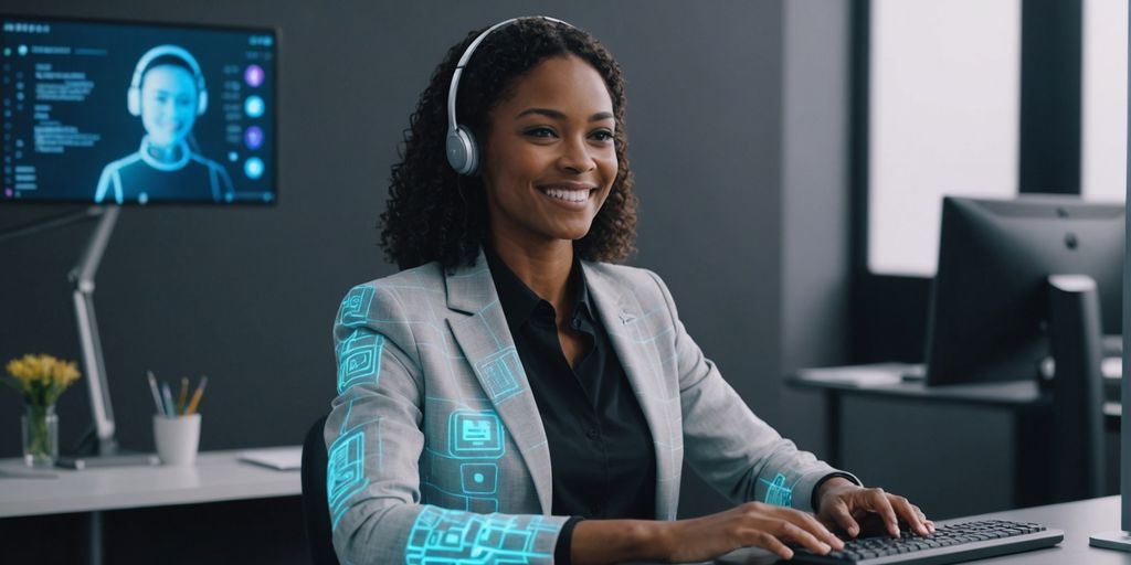 Human receptionist with AI assistant