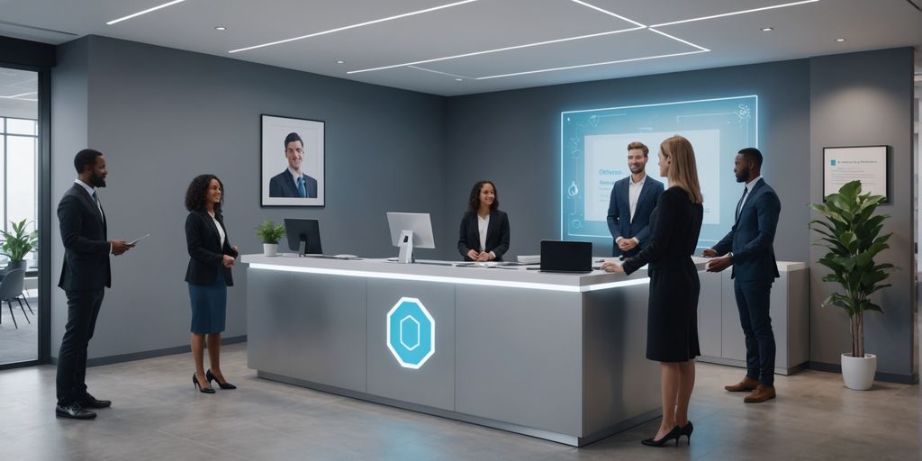 AI receptionist assisting employees and visitors