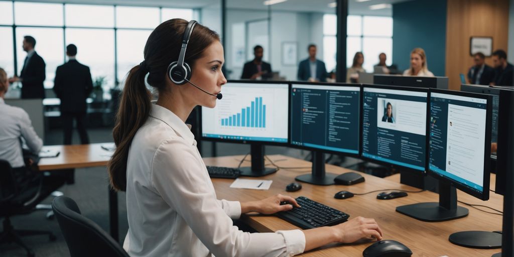 AI receptionist managing tasks in a busy office