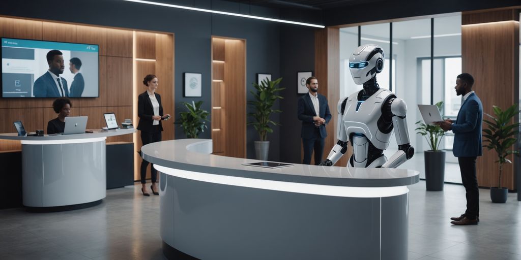 AI robot receptionist in a modern office