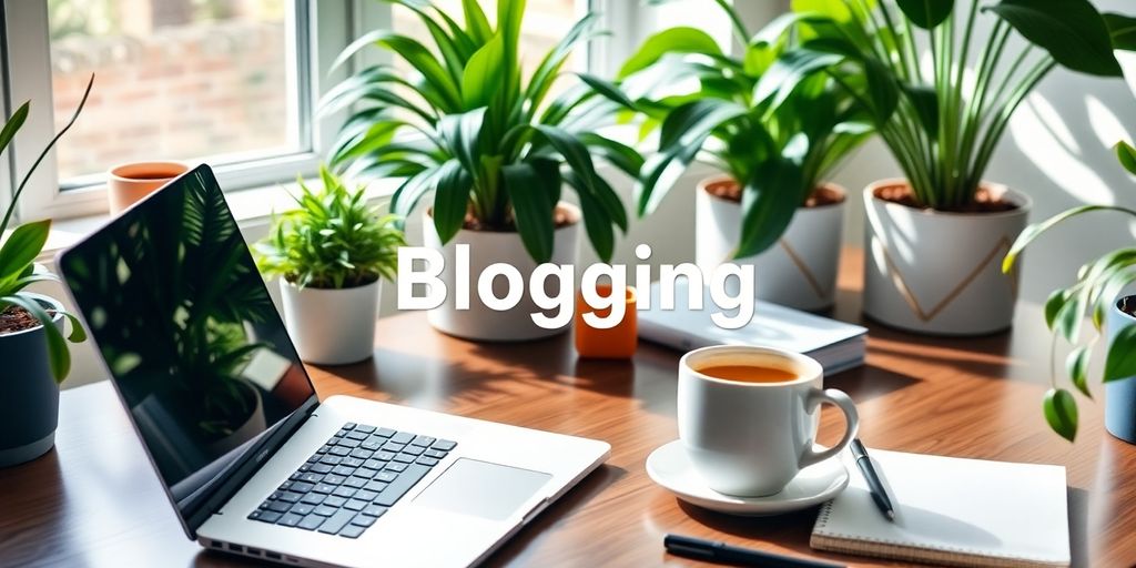 A workspace with a laptop, coffee cup, and notepad.