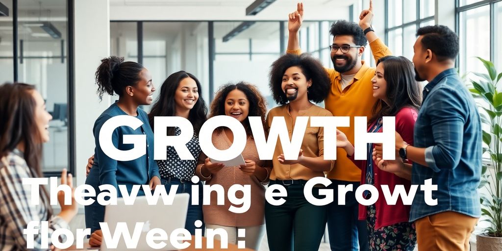 Diverse team collaborating in a bright office setting.