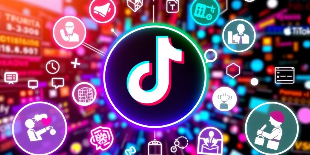 Colorful TikTok logo with AI icons and phone receptionists.
