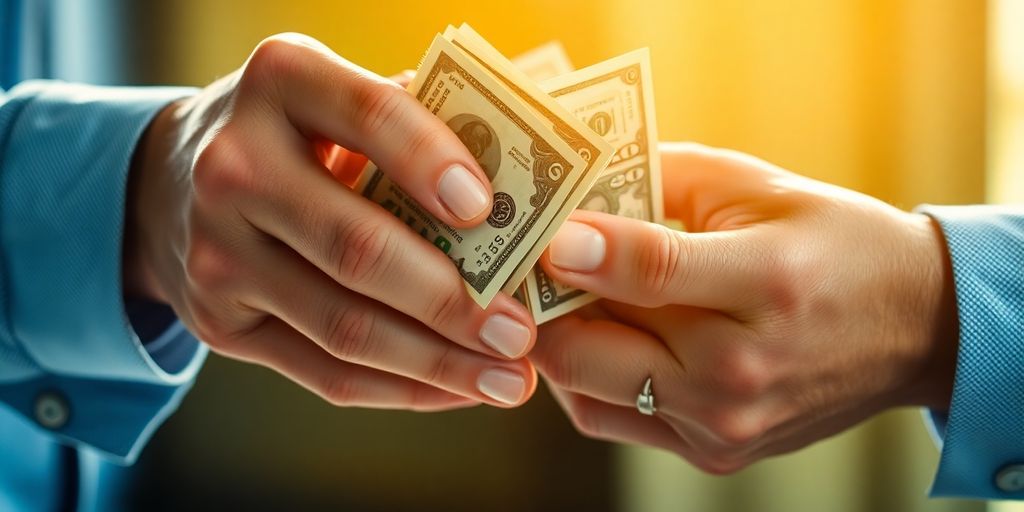 Hands exchanging cash, representing frequent payouts.