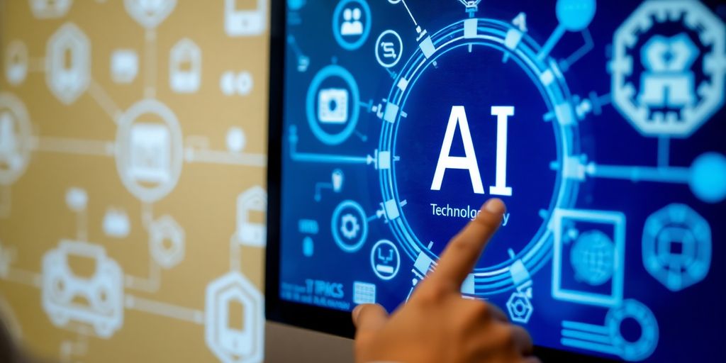 Person interacting with AI technology on a computer screen.